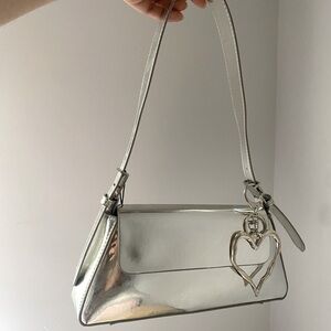 Zara Silver Minimal Flap shoulder Bag